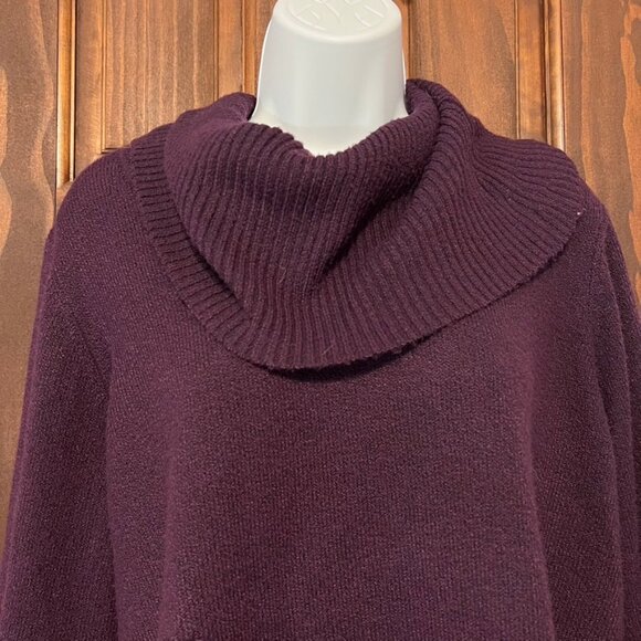 Philosophy Dark Purple Cozy Sweater Cowl Neck 1X heathered - Picture 2 of 9